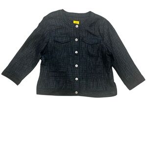 Ruby Rd Black Jean Jacket with 3/4 Sleeves